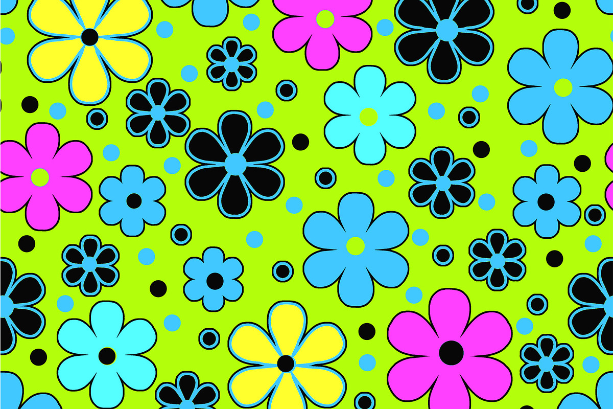 Bright Lime Daisy Print Seamless Rep, a Pattern Graphic by Sharon Schwalbe