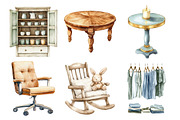 Watercolor Furniture Clipart Bundle, an Illustration by Daily.Designs (Thumbnail 5 of 5)