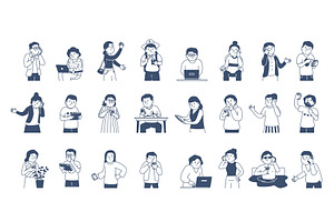 Doodle people with gadgets, a Technology Illustration by LadadikArt