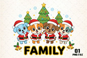 Dog Family Christmas PNG, an Illustration by DreamCafeArt (Thumbnail 1 of 4)