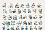 Blue Snowman Clipart 40 PNG, a Seasonal Illustration by EleSArtDesign (Thumbnail 2 of 4)