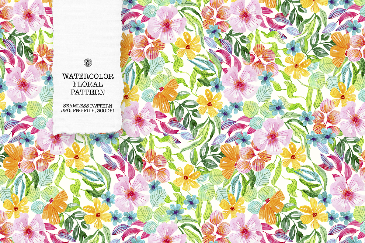 Summer Flowers Watercolor Pattern, a Pattern Graphic by Webvilla Studio ...