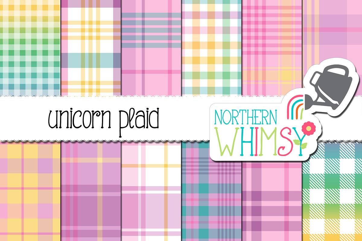 Unicorn Plaid - Seamless Pastel, a Pattern Graphic by Northern Whimsy ...