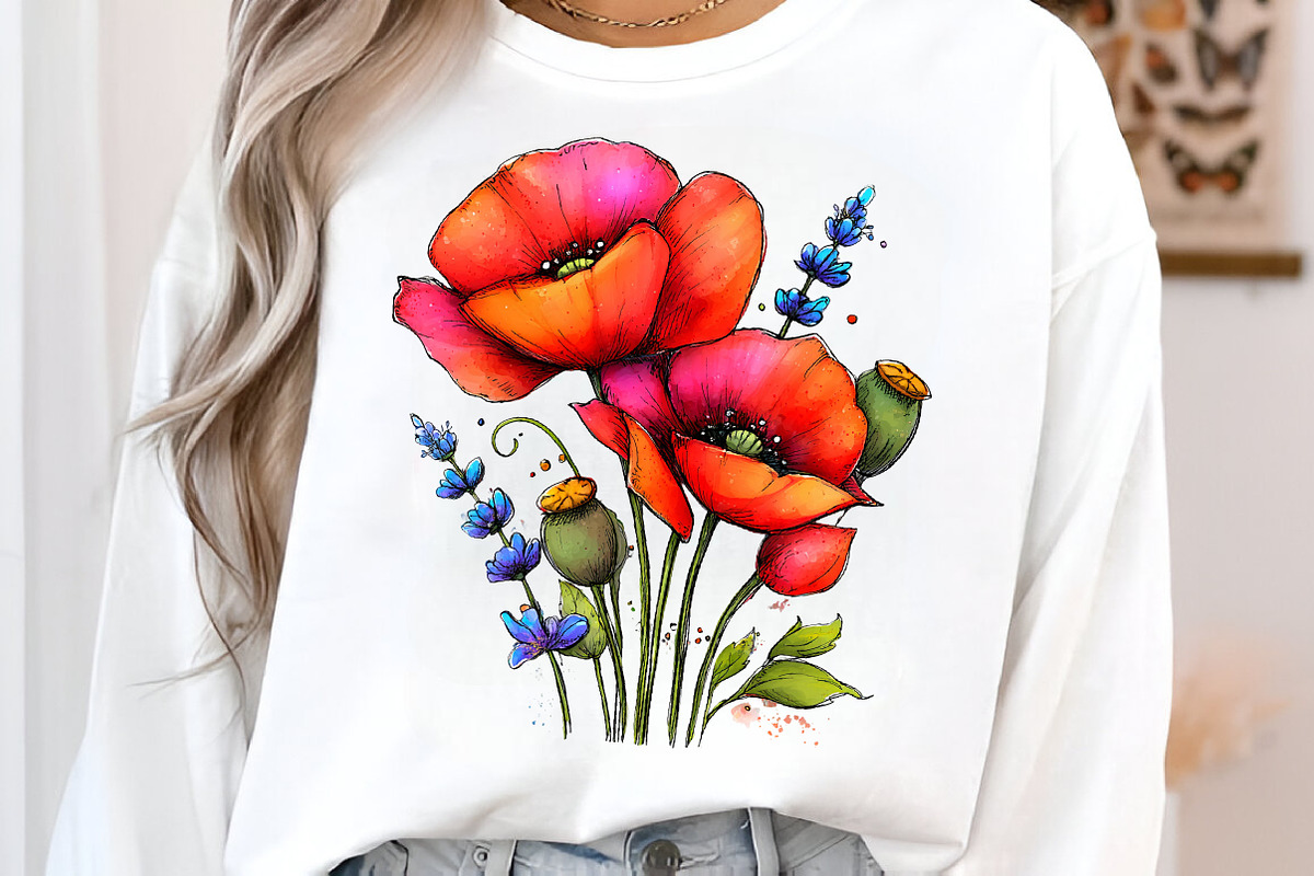 Spring meadow poppies clipart, an Illustration by SinaCreation (Photo 7 of 11)
