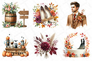Watercolor Autumn Wedding Clipart, an Illustration by DreamPrint404 (Thumbnail 4 of 6)
