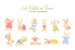 Cute Easter Rabbits and Bunnies set, an Animal Illustration by Good Studio