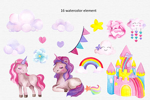 Rainbow Land.Watercolor Clipart