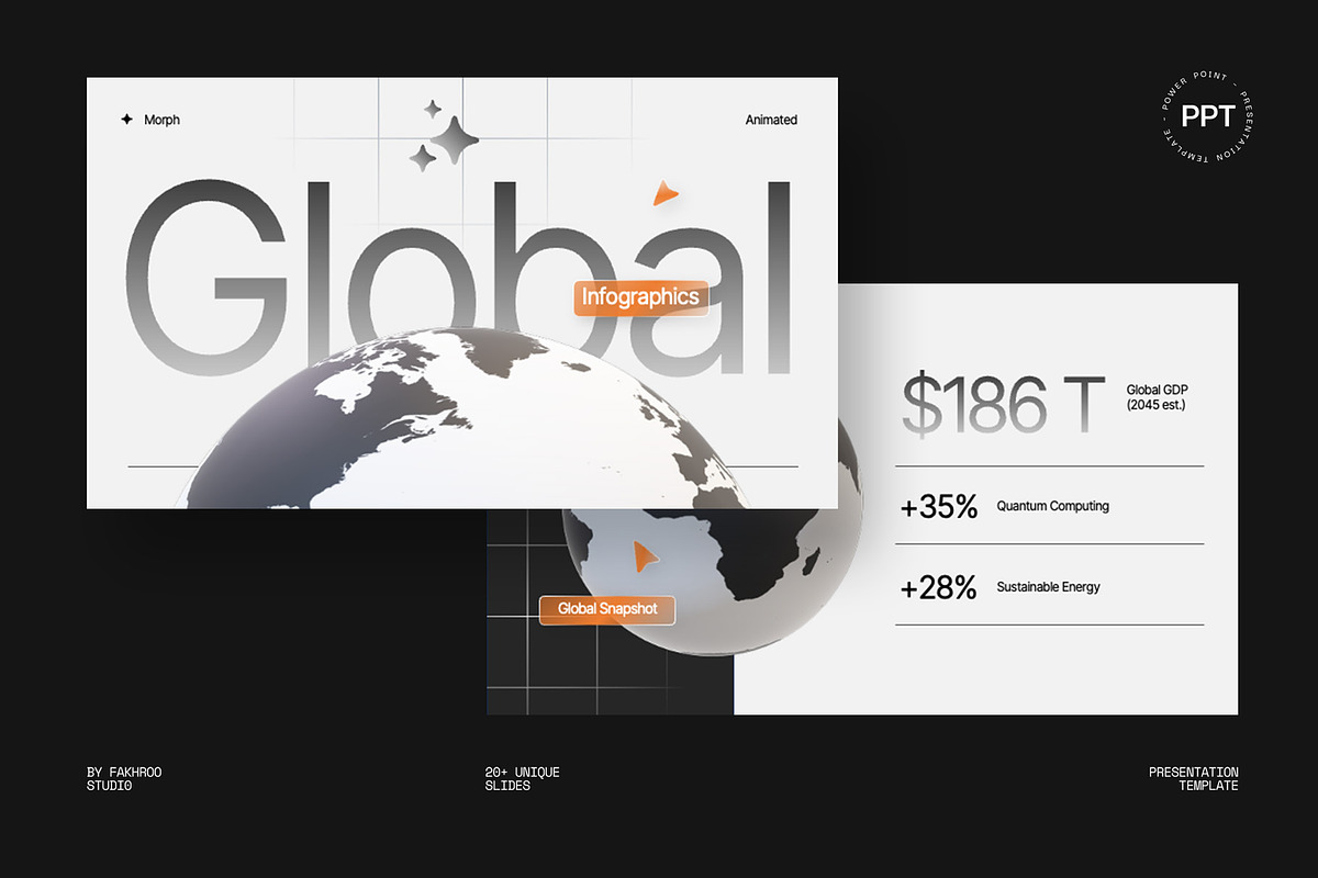 Animated Global Infographic PPT preview 5