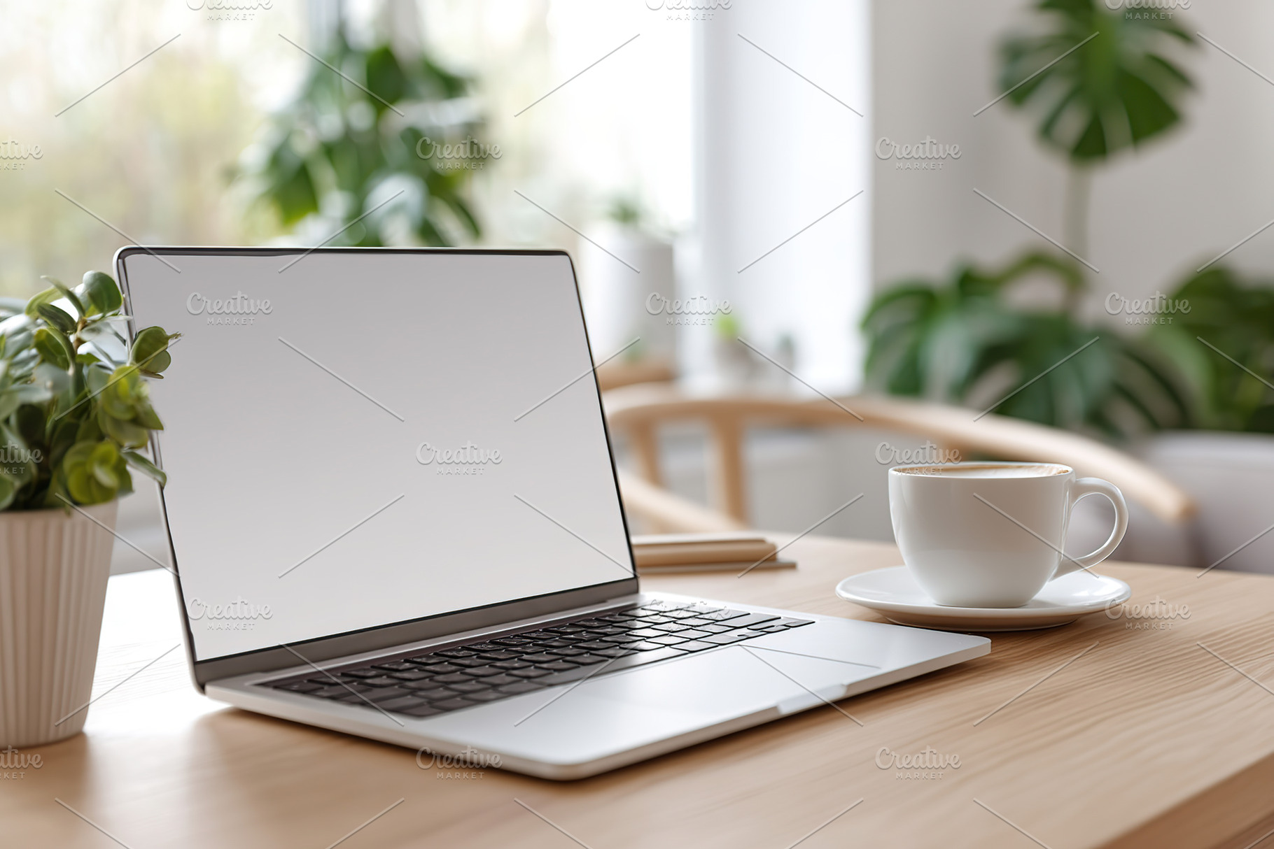Modern home office setup with a sleek laptop and a coffee cup on a wooden desk, a Business Photo by AlyaAnd