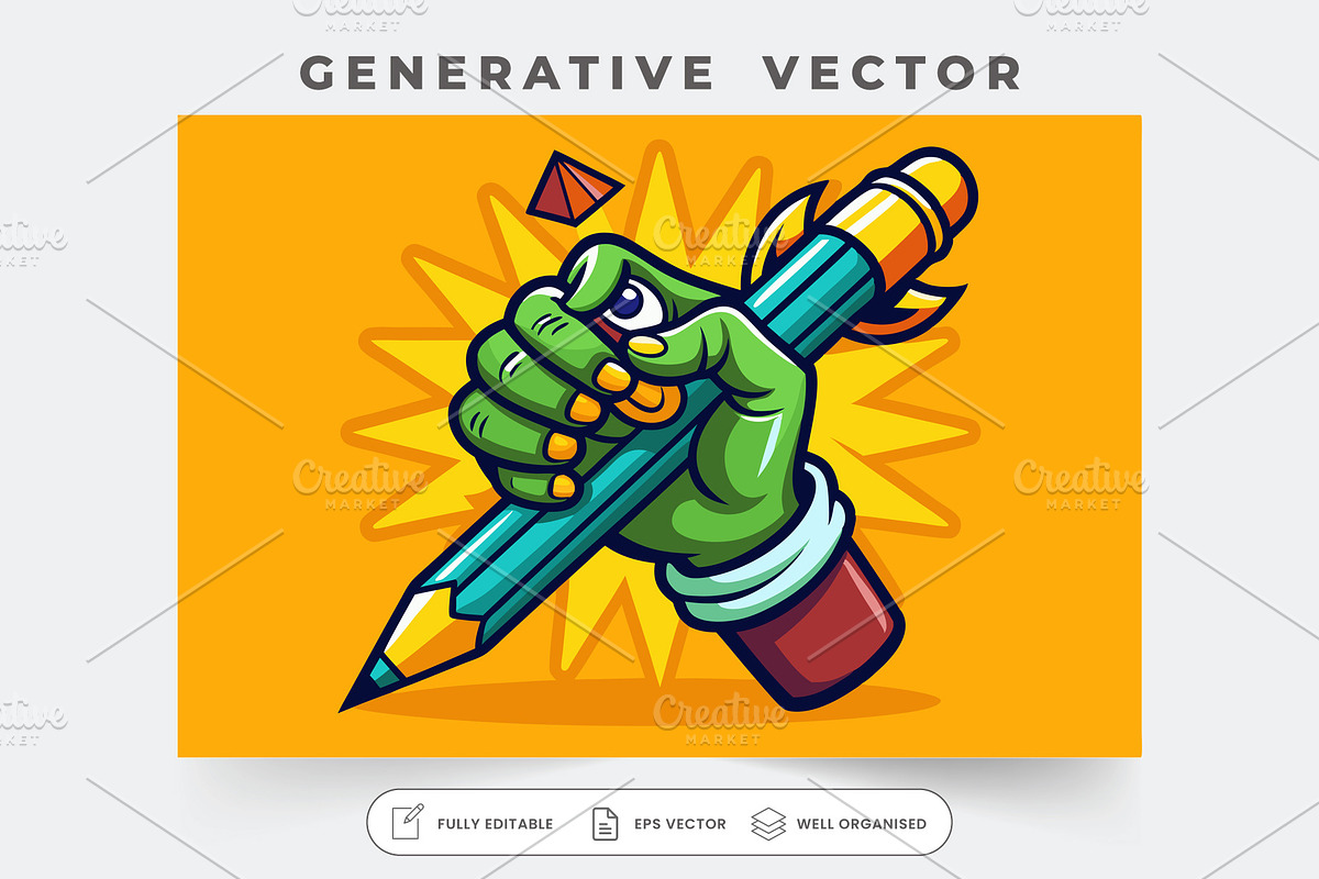 A colorful hand holds a pen, emphasi, a Graphic by Iftikhar Alam