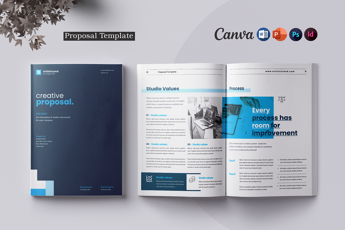 Proposal | Canva, Word, PPTX, IND, a Brochure Template by ArtisticLand (Photo 1 of 12)