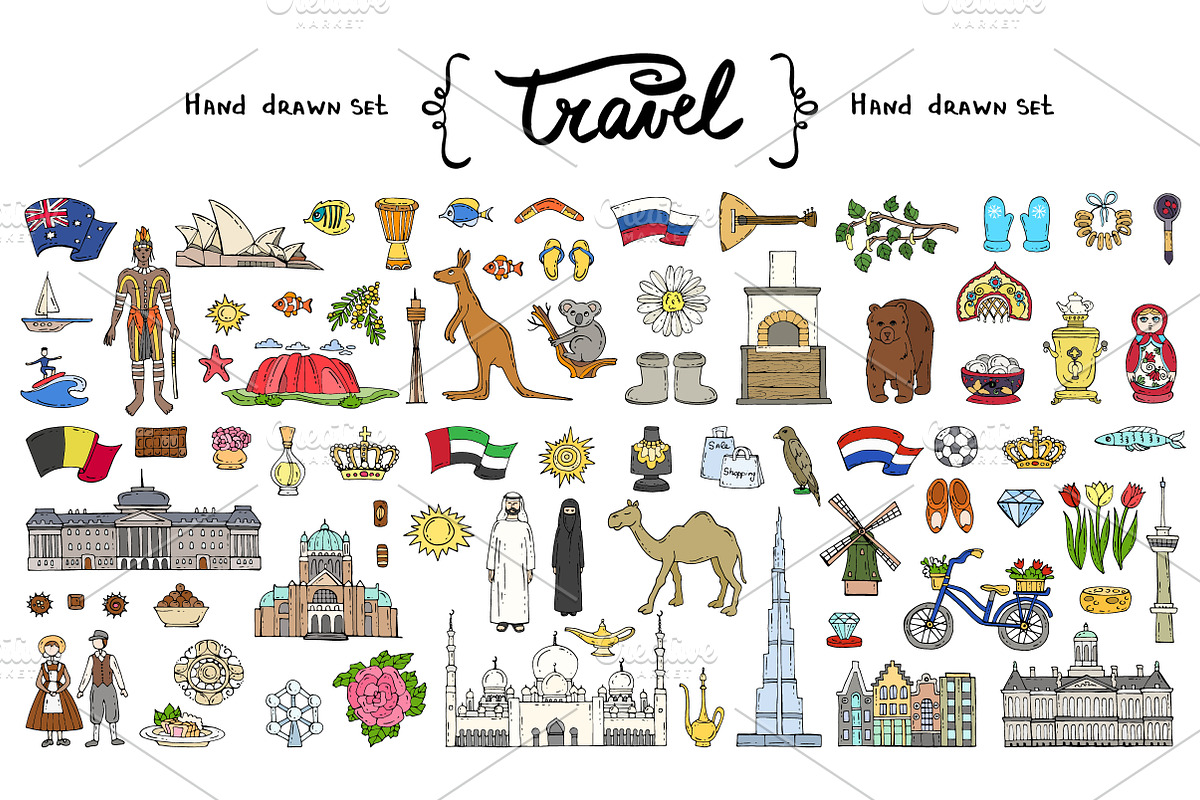 Vector set on the theme of travel, an Object Graphic by Olga Chuklay (Photo 1 of 2)