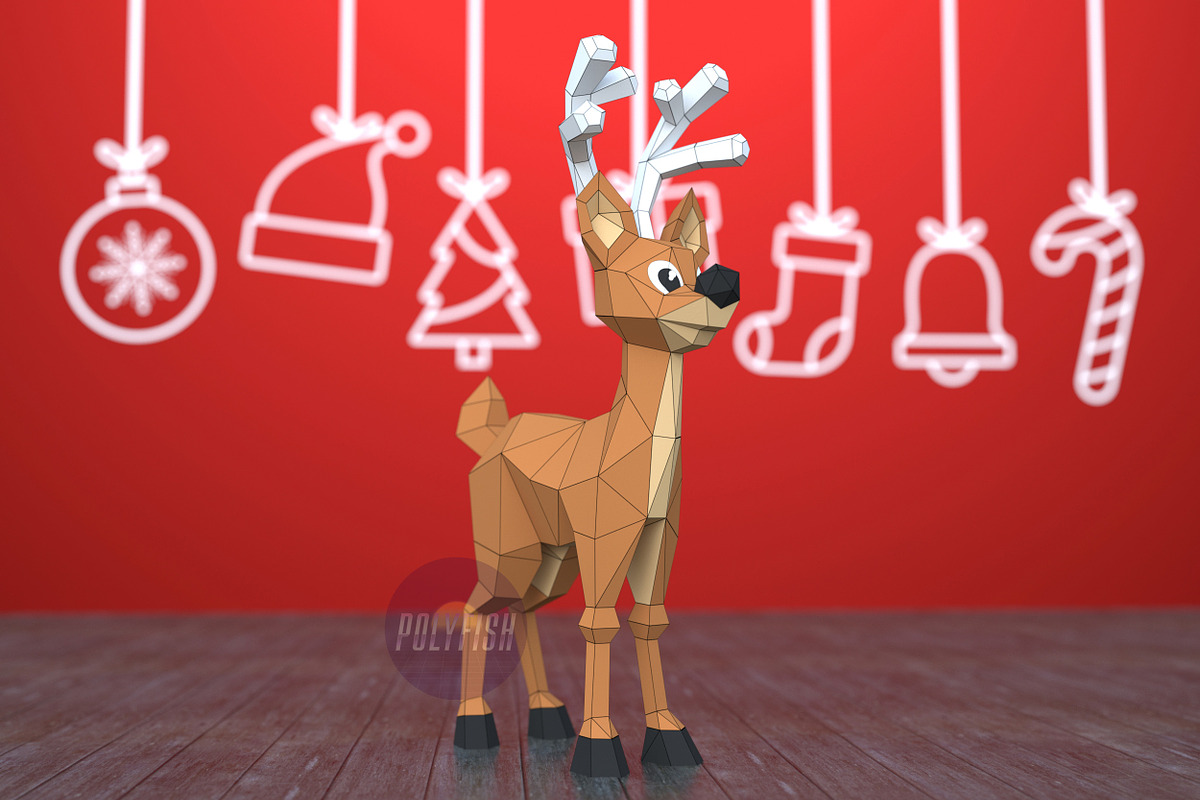 DIY Christmas Deer PDF template, a Templates & Theme by PolyFish (Photo 1 of 6)