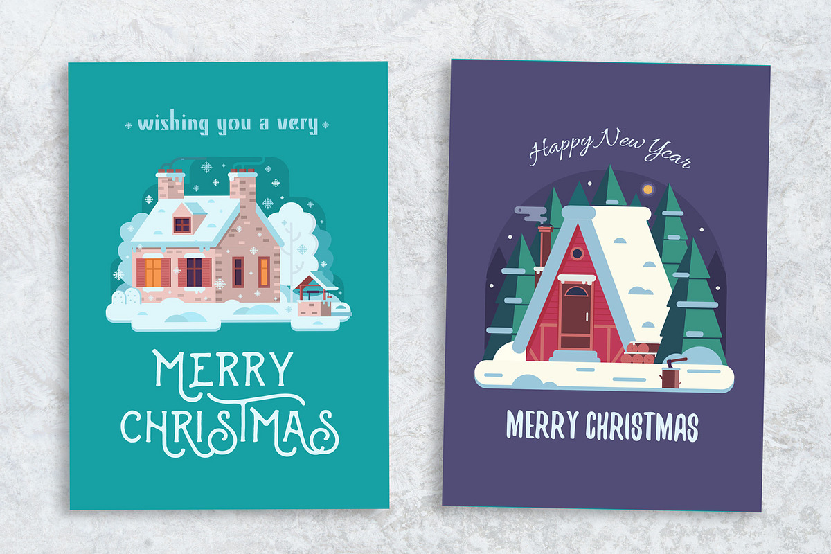 Cozy Winter House Christmas Cards, an Illustration by Alex Krugli (Photo 5 of 8)