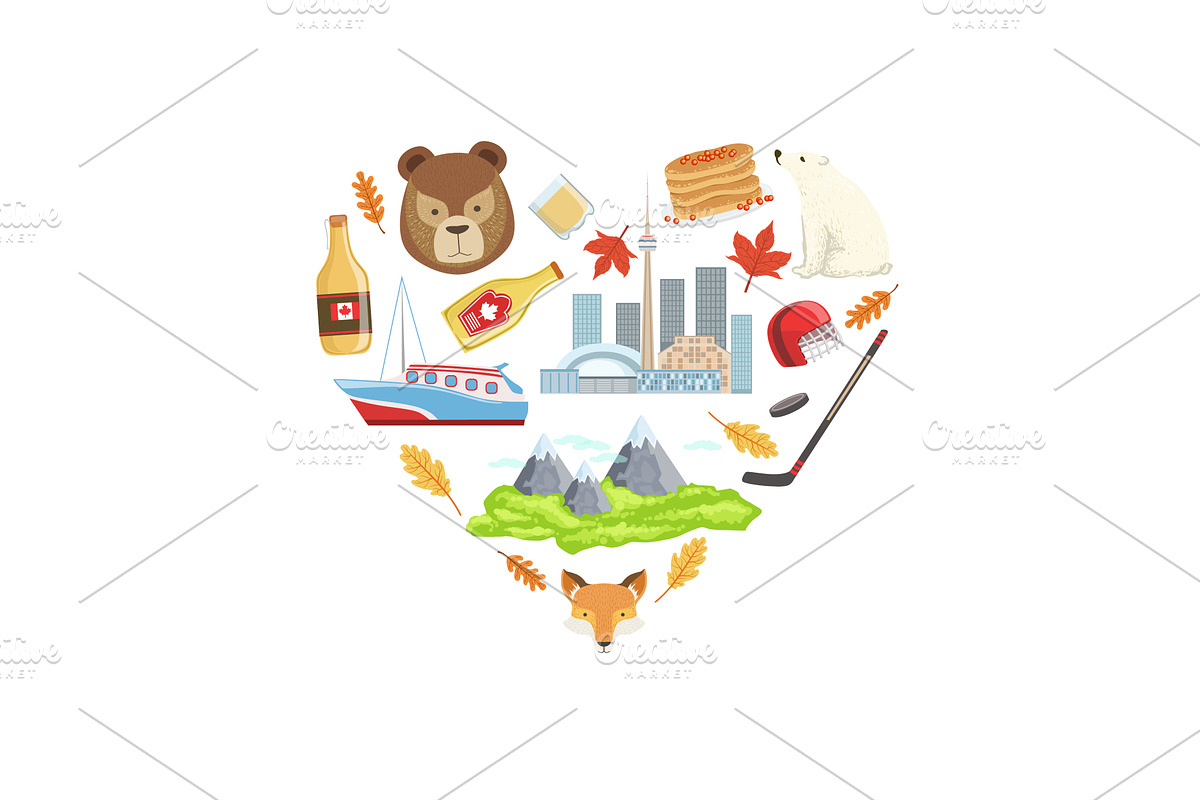 Canada Symbols Banner Template with, an Object Illustration by TopVectors