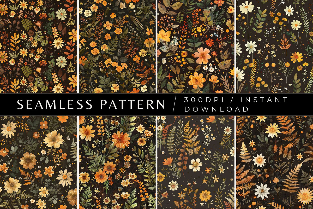 8 Autumn Woodland Ferns Patterns, a Pattern Graphic by Inknfolly (Photo 1 of 6)