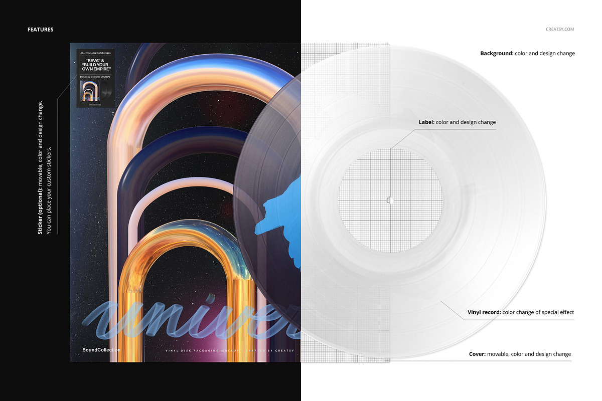 Vinyl Record & Cover Mockup Set, a Merchandise Mockup by creatsy5 (Photo 2 of 54)