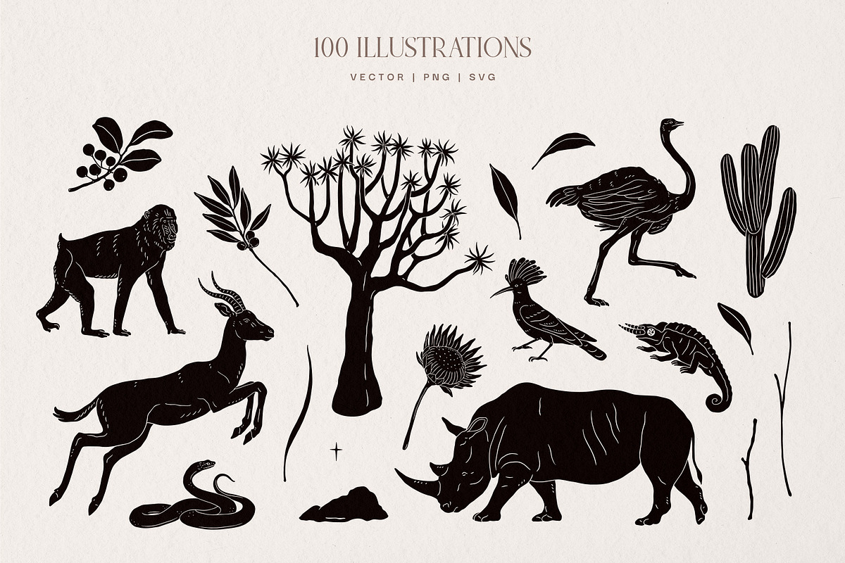 Starlit Safari Graphic Collection, an Animal Illustration by rouxsupplyco (Photo 2 of 16)