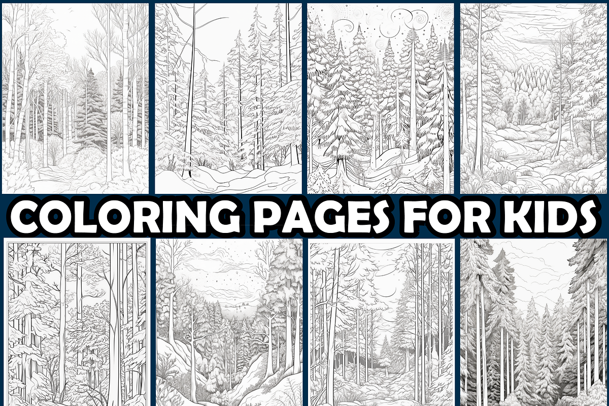 Elegant Snow-Covered Forest Coloring, an Animal Illustration by maggiesar (Photo 3 of 4)