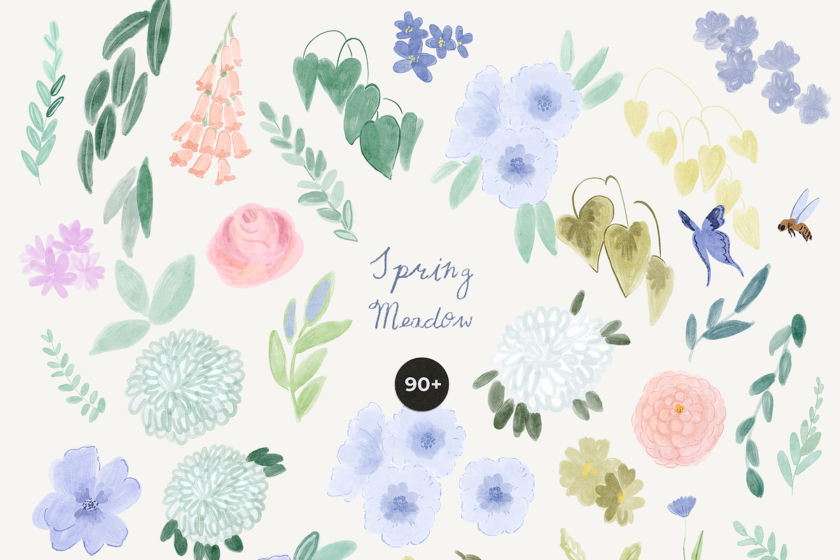 Hand-Painted Spring Floral Meadow, a Decorative Illustration by Lana Elanor (Photo 12 of 16)