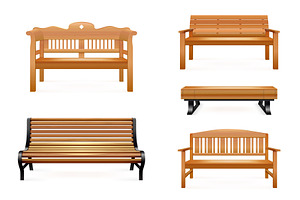 Realistic benches. Wooden bench for, an Object Illustration by Stock-Smart-Start