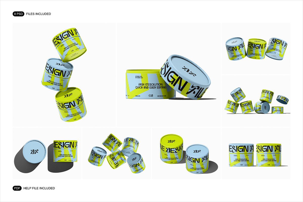 Paper Tube Mockup Set, a Packaging Mockup by Renderteam (Photo 2 of 20)