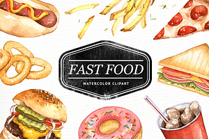 Fastfood Watercolor Clipart