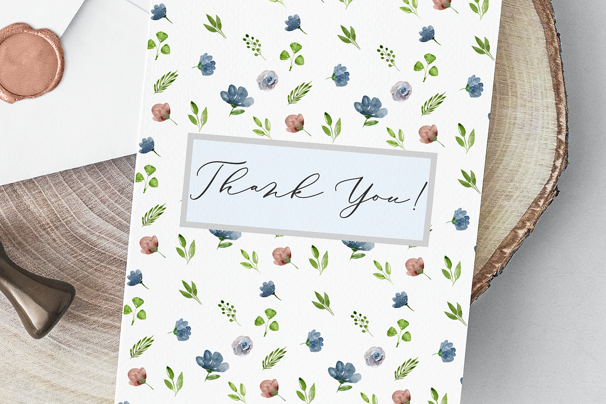 I'm Blue Watercolor Flowers Clip Art, an Illustration by OM Creativ (Photo 8 of 8)