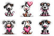 Quirky Valentine Dogs Clipart, an Animal Illustration by GatewayDesign (Thumbnail 2 of 3)