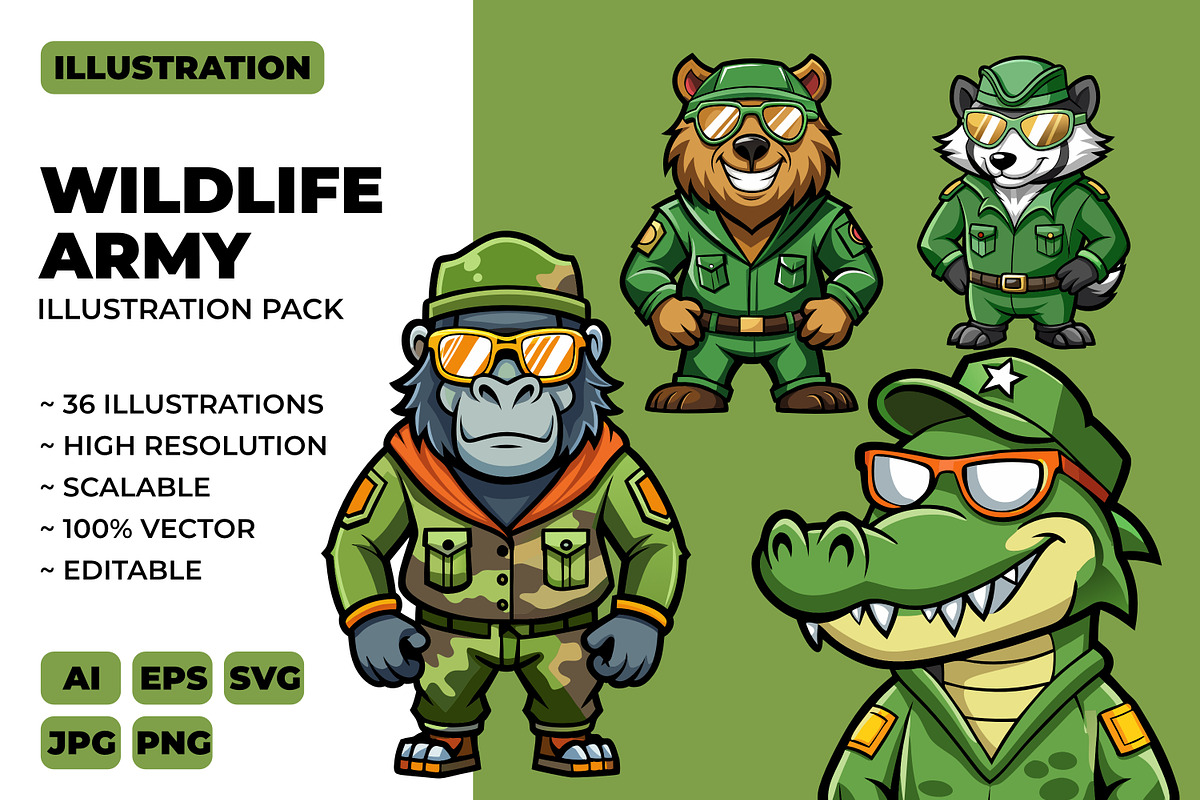 Wildlife Army Mascot Illustration, an Illustration by Riswan Ratta (Photo 1 of 5)