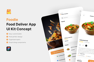 Foodie - Food Deliver App UI Kit, an UI Kit Template by iDoodle Studio