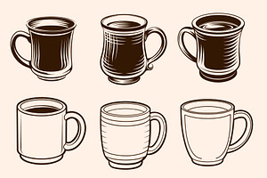 Coffee Cup Vector Silhouette Set