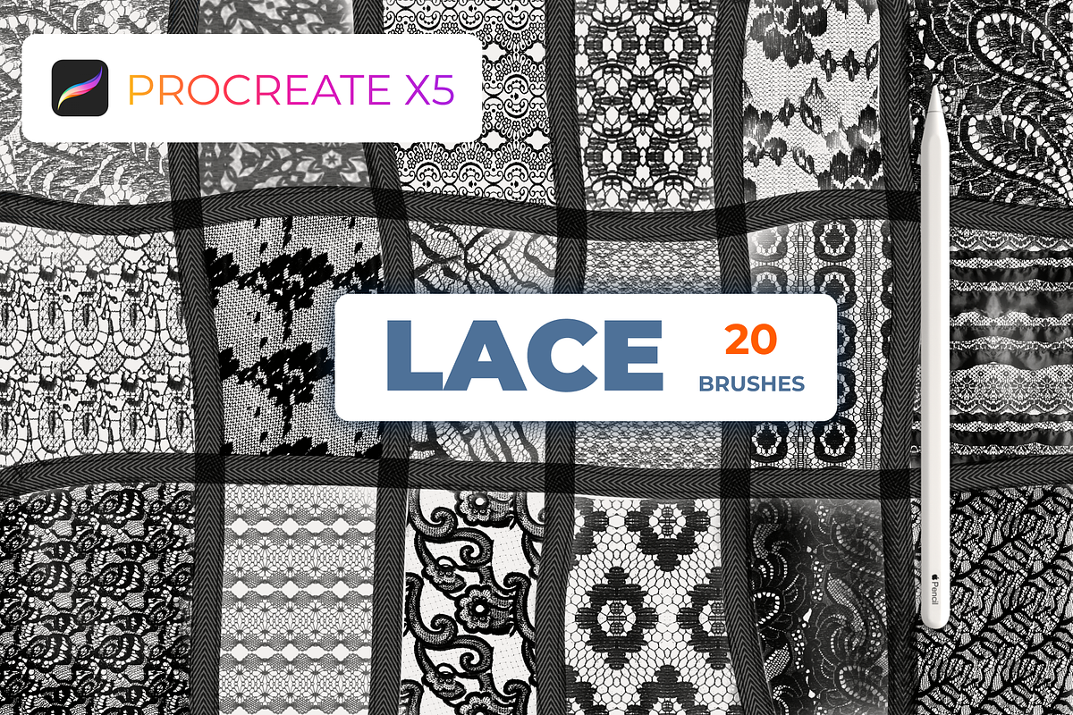 20 lace Procreate Brush Set, a Brush Add-On by Graphics Resources (Photo 3 of 9)