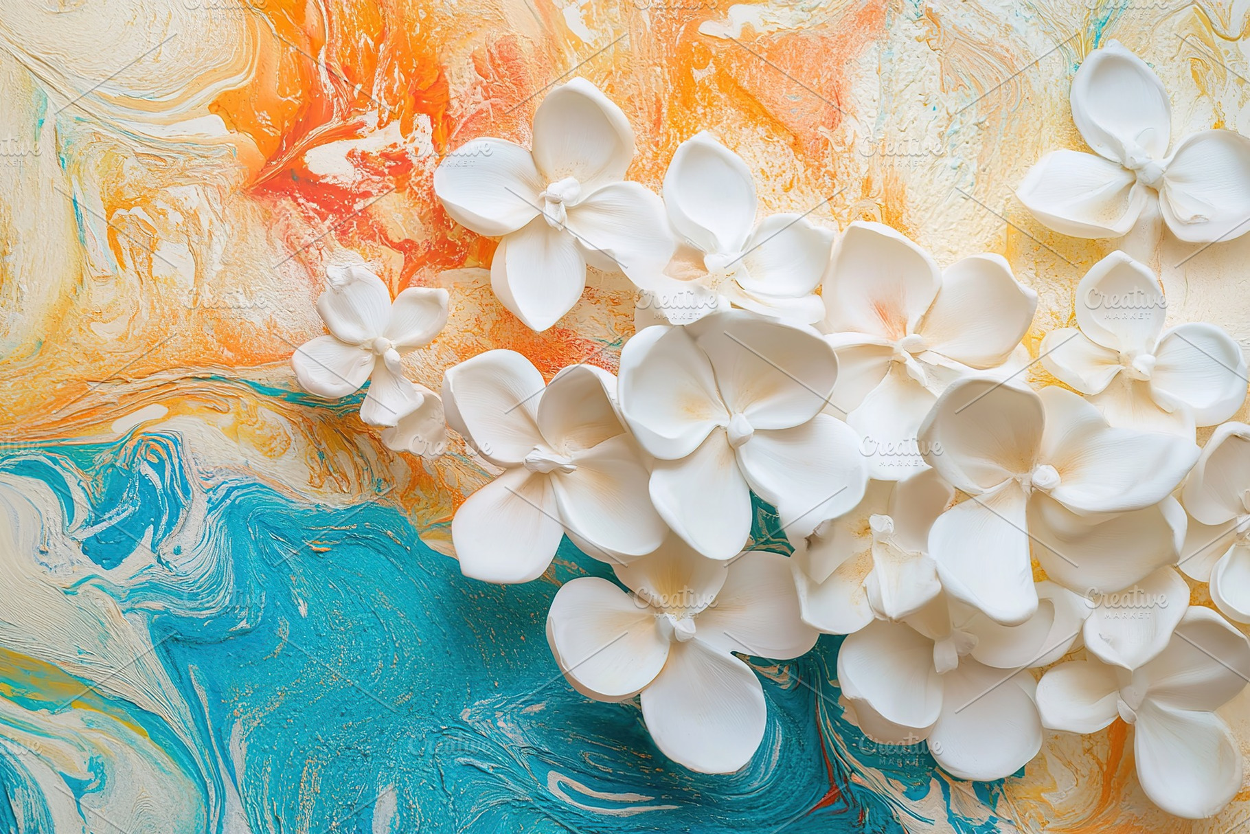 Beautiful white spring flowers on pastel colors background, a Background Photo by AlyaAnd