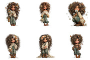 Spring Boho Girls Whimsical Cliparts, a Seasonal Illustration by CreationArt (Thumbnail 5 of 5)