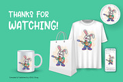 Cartoon Bunny Guitarist. T-Shirt SVG, an Animal Illustration by KENO Mascots (Thumbnail 3 of 3)