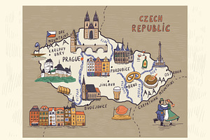 Czech Republic Map, an Illustration by GooseFrol