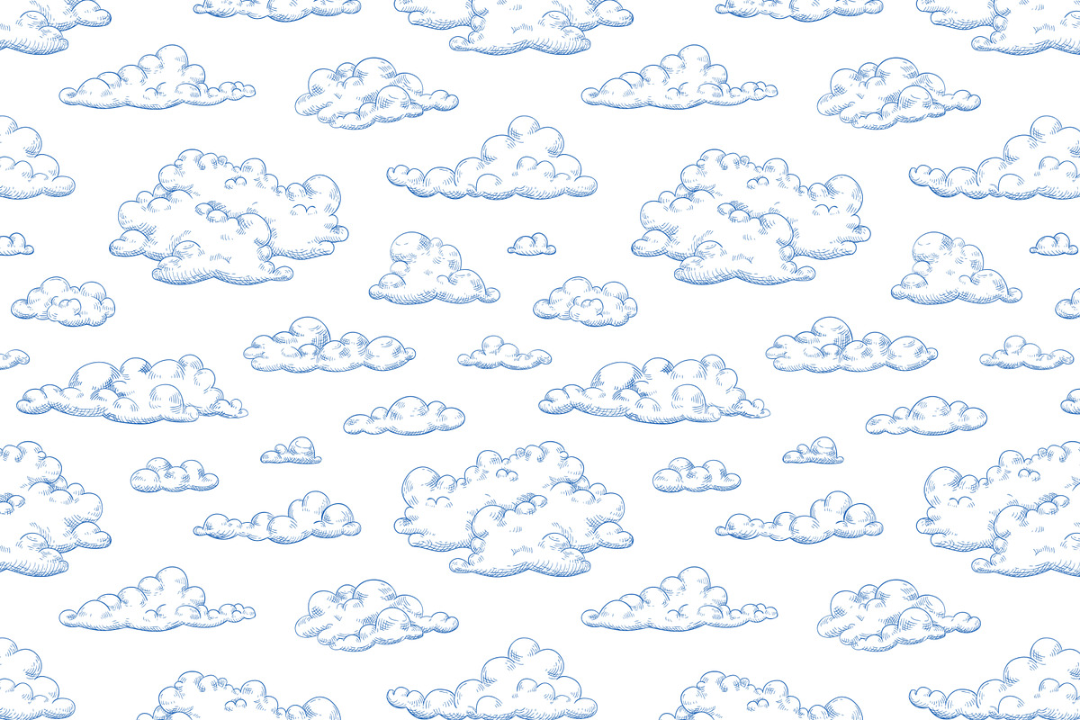 Hand-drawn clouds seamless patterns, a Pattern Graphic by Good Studio (Photo 3 of 5)