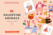 Valentine Animals | SVG, PNG, AI, an Animal Illustration by Olia (Thumbnail 1 of 11)