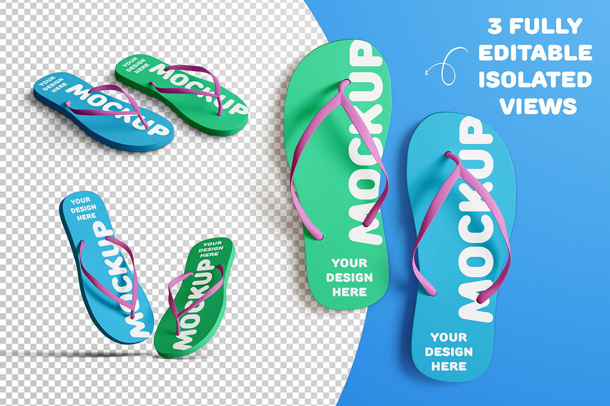 Flip Flop Beach Slippers Mockup Pack, a Templates & Theme by mocko (Photo 2 of 6)