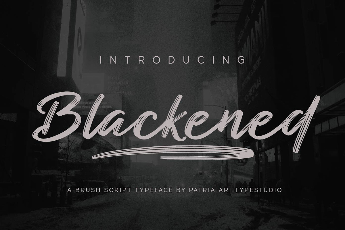Blackened - Brush Script Typeface, a Script Font by Patria Ari (P4tcreativa) (Photo 1 of 10)