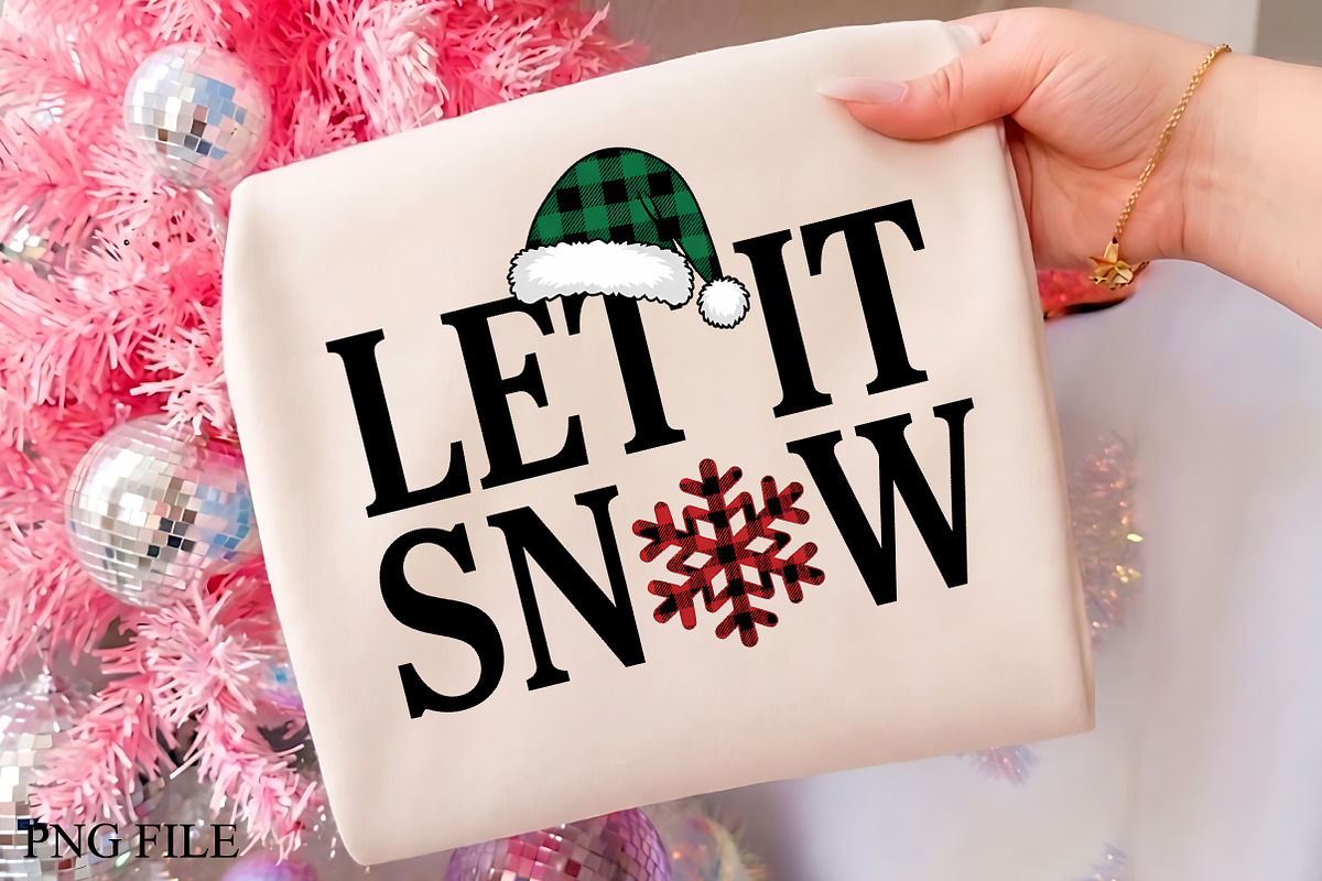 Let It Snow Christmas Plaid PNG Art, a Seasonal Illustration by CrexoraLab (Photo 1 of 4)