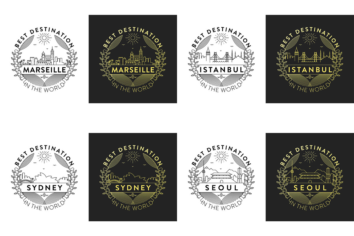 44 Linear City Badges, an Outline Icon by Kursat Unsal (Photo 5 of 25)
