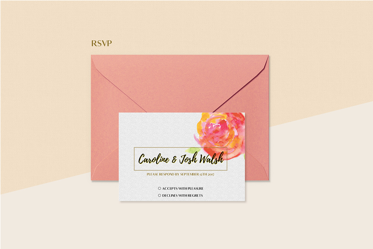 Floral Wedding Invitation Set, an Invitation Template by land art (Photo 10 of 24)
