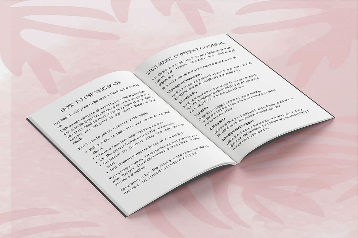 Viral Hooks & Caption Prompt Book, a Design Template by Book2bees (Photo 3 of 4)