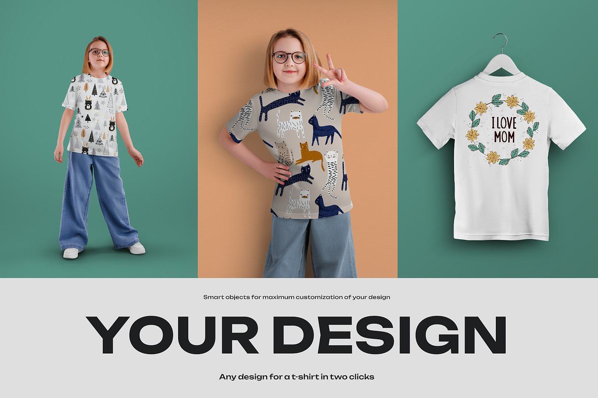 12 Mockups of a Children's T-shirt, a Shirt Mockup by Grow Design Craft Studio (Photo 4 of 8)
