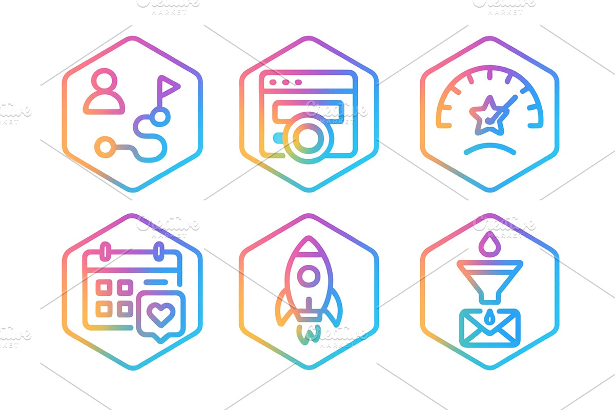 Colorful icons representing various, a Technology Illustration by ZinetroN