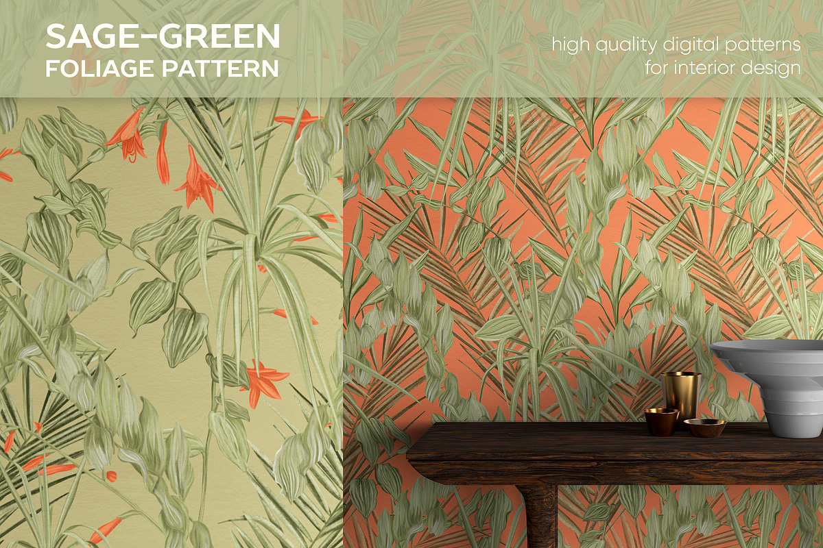 Sage-green foliage pattern, a Pattern Graphic by ANAKOTO (Photo 11 of 13)