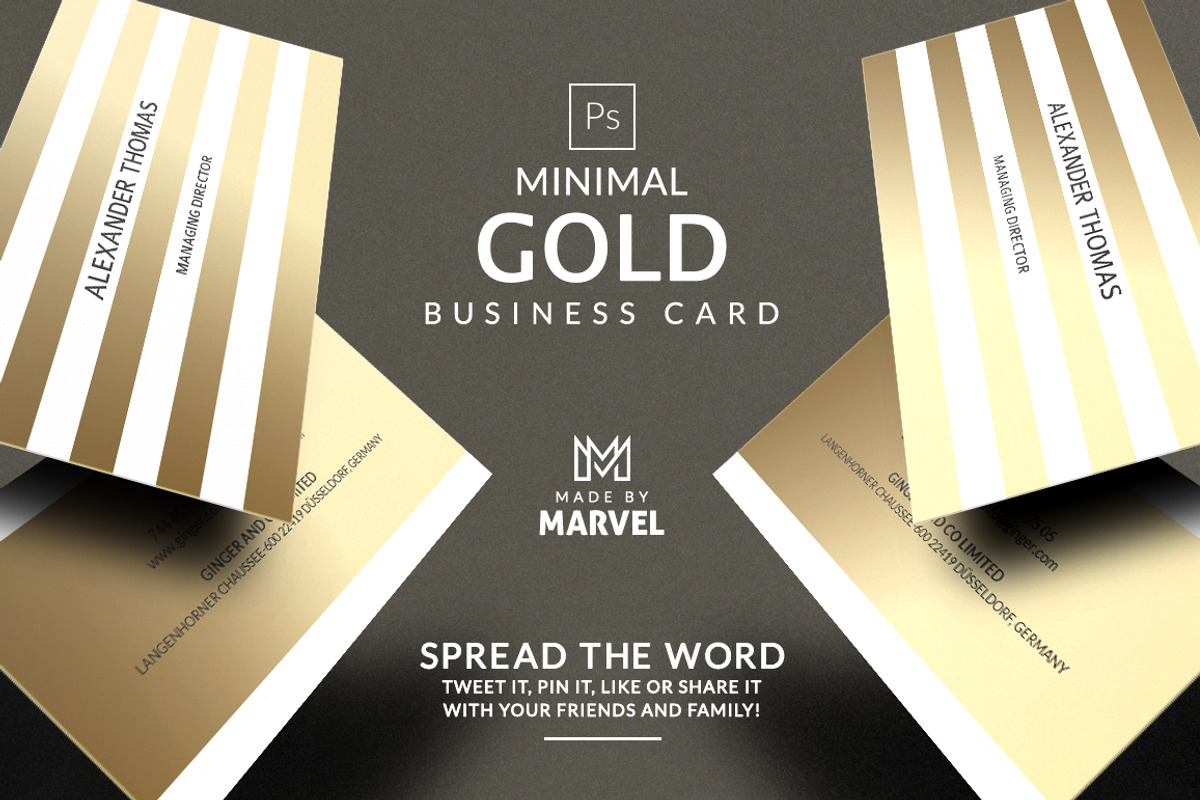 Minimal Gold Business Card, a Business Card Template by Marvel (Photo 1 of 5)