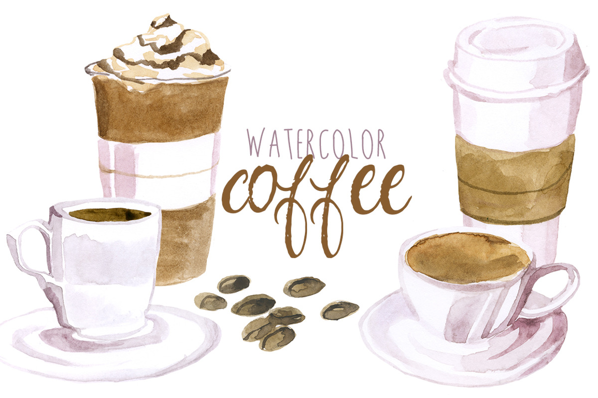 Watercolor Coffee, an Illustration by Digital Press Creation